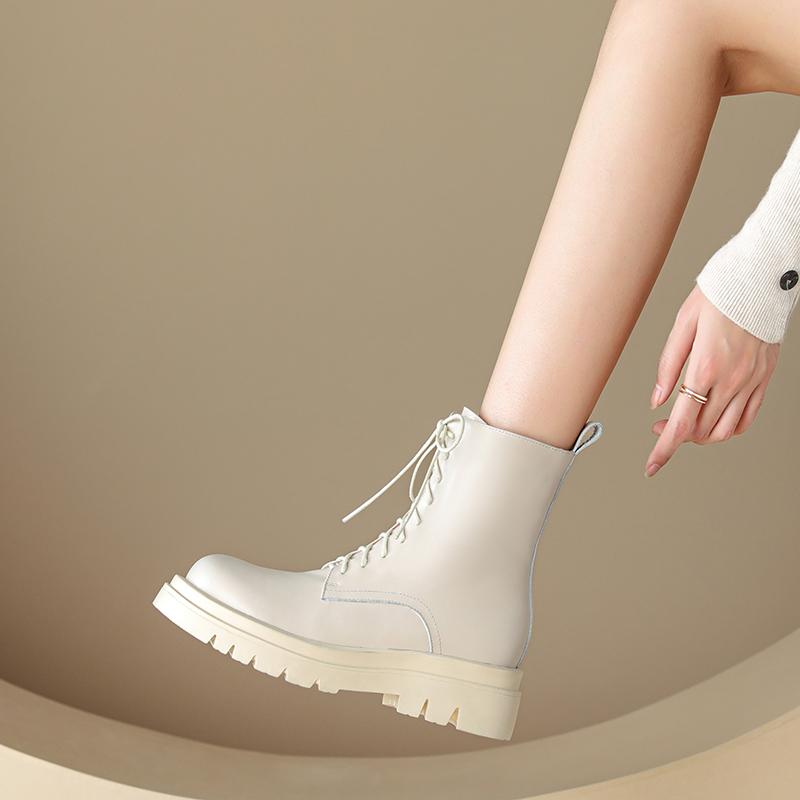 New Natural Wool Fur Warm Snow Boots Women Winter High Heel Ankle Boots Genuine Leather Warm Non-slip Short Boots Platform Shoes