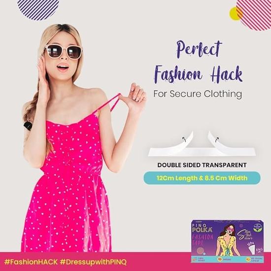 PINQ POLKA Premium Double Sided Fashion Tape for Invisible Clothing To Hold Your Cloths Securely Against Your Skin or Undergarment