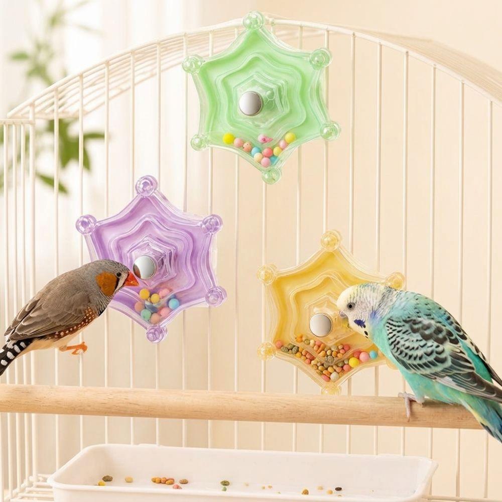 Bite Resistant Birdcage Chewing Puzzle Toy Colorful Beads Interactive Spinning Wheel Bird Play