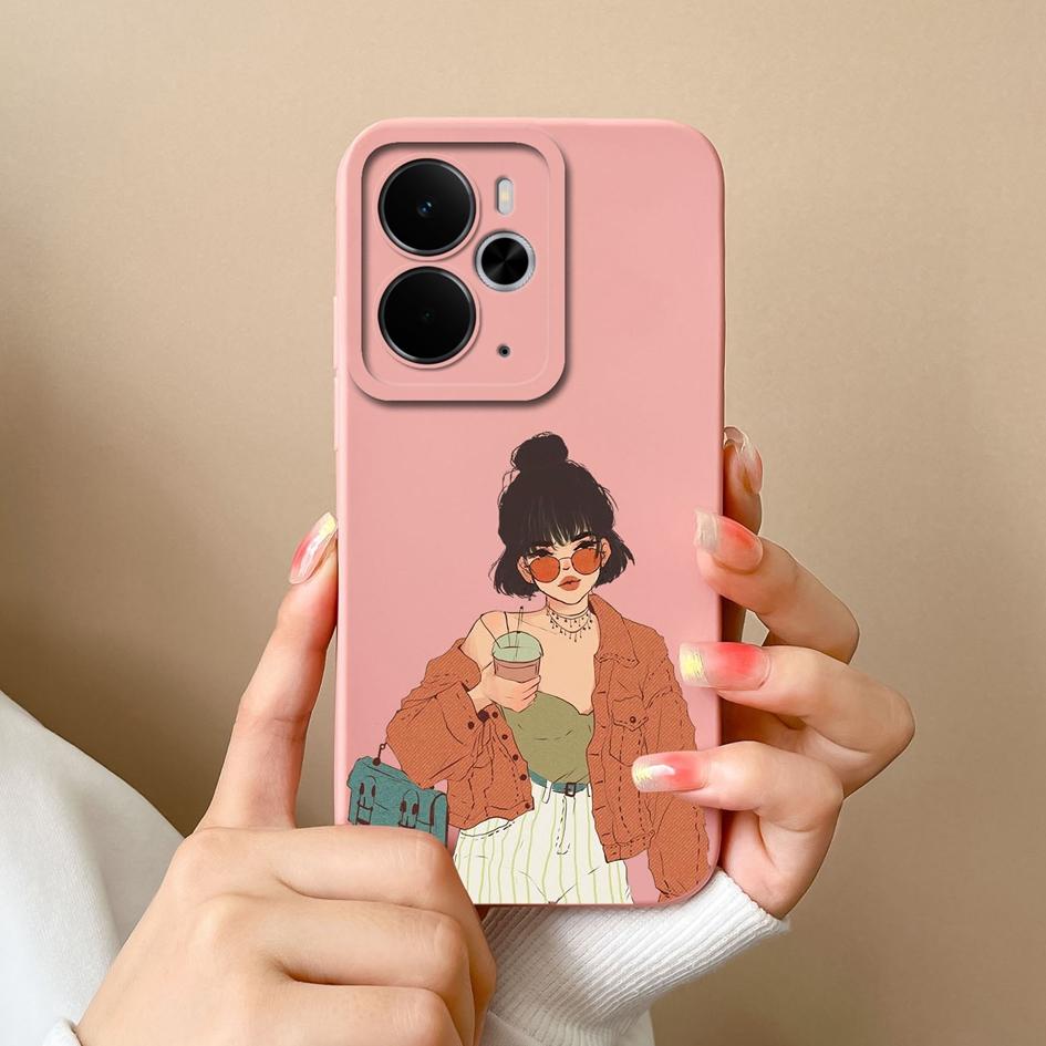 For Oppo Realme P3 C75x Narzo 10 30 60 A5 Pro 14 14T 14X Phone Cases Fashion Cool Girl High Quality Liquid Silicone Shockproof Housing For Oppo Covers
