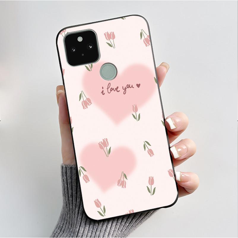 Silikonhülle für Google Pixel 5 Pixel 5A Pixel5 Pixel5A Weiche Abdeckung Luxus Mode Schmetterlingsblumen Bemalt Schwarz Handyhülle