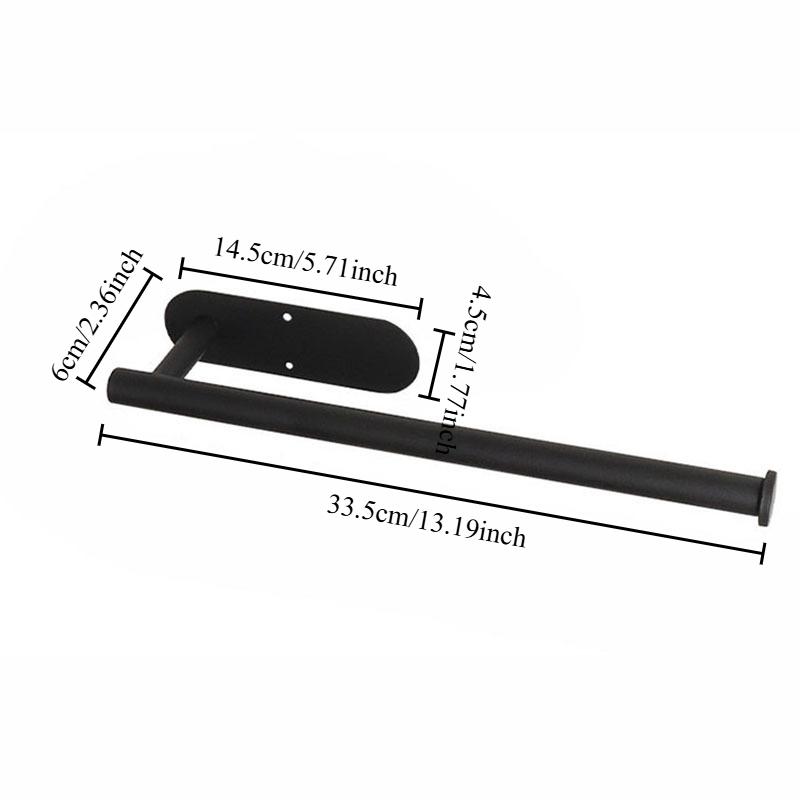 Stainless Steel Kitchen Paper Towel Holder No Drill Adhesive Wall Mounted Black Metal Bathroom Roll Paper Dispenser