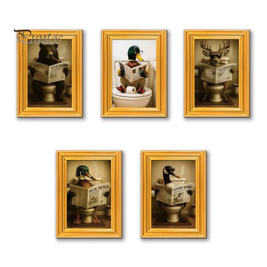Decorative Refrigerator Magnets 1/5/6Pcs Drinking Animal Cat Magnet Vintage Wooden Frame with Fridge Home Kitchen Office Decoration Lover Gift
