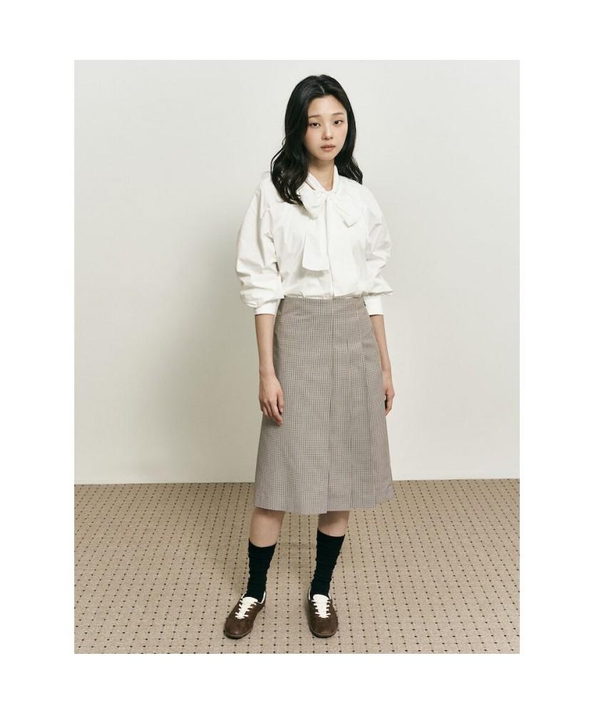 Binpolleidiseu [B. My] Classic Check Pleated Midi Skirt Brown (Bf5827N03D)