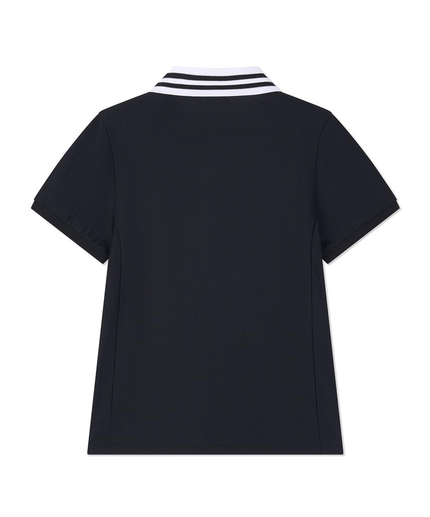 Antomas Collar Contrast Polo Shirt Women'S - Black
