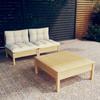 Day and Night - Day and Night Garden Furniture 3 Pieces Cushions Cream Pine Wood