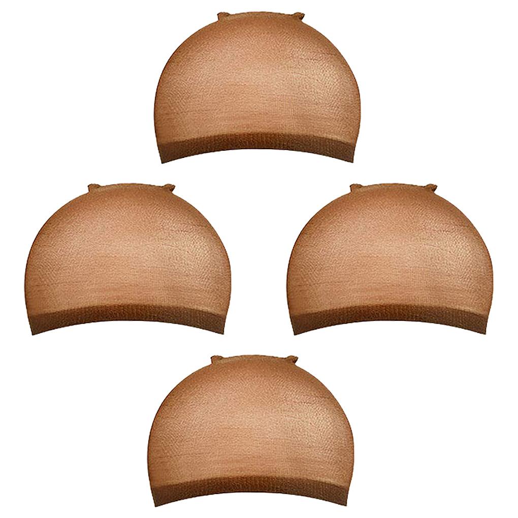 

4 шт./комплект Шапочка для парика Эластичная Универсальная Сеточка для волос Растягивающаяся Многоразовая Сеточка-снуд для Косплея Вечеринки кофейный