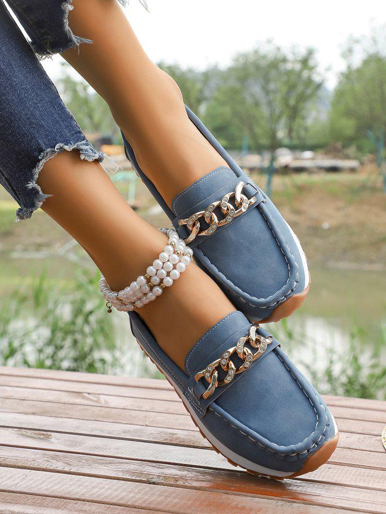 Korean Style Women's Round Toe Thick Sole Loafers - 2025 Fashion Slip-on Casual Plus Size Shoes