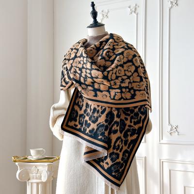 Leopard Print Korean Version Thickened Imitation Cashmere Printed Shawl Versatile Warm Scarf