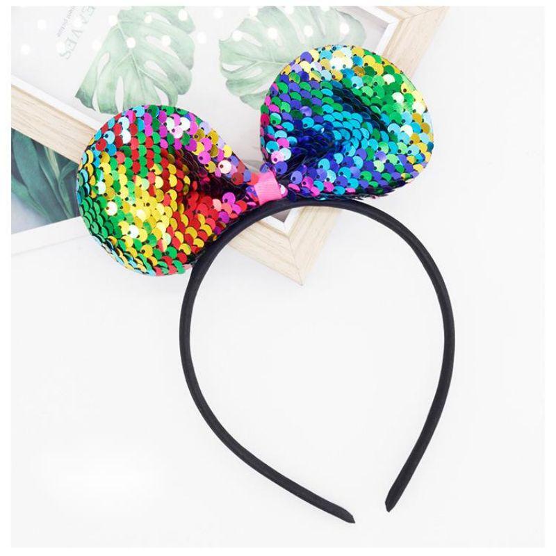 Shiny Sequin Mouse Ear Headband Cute Hair Hoop for Girls & Women Theme Birthday Party Accessory
