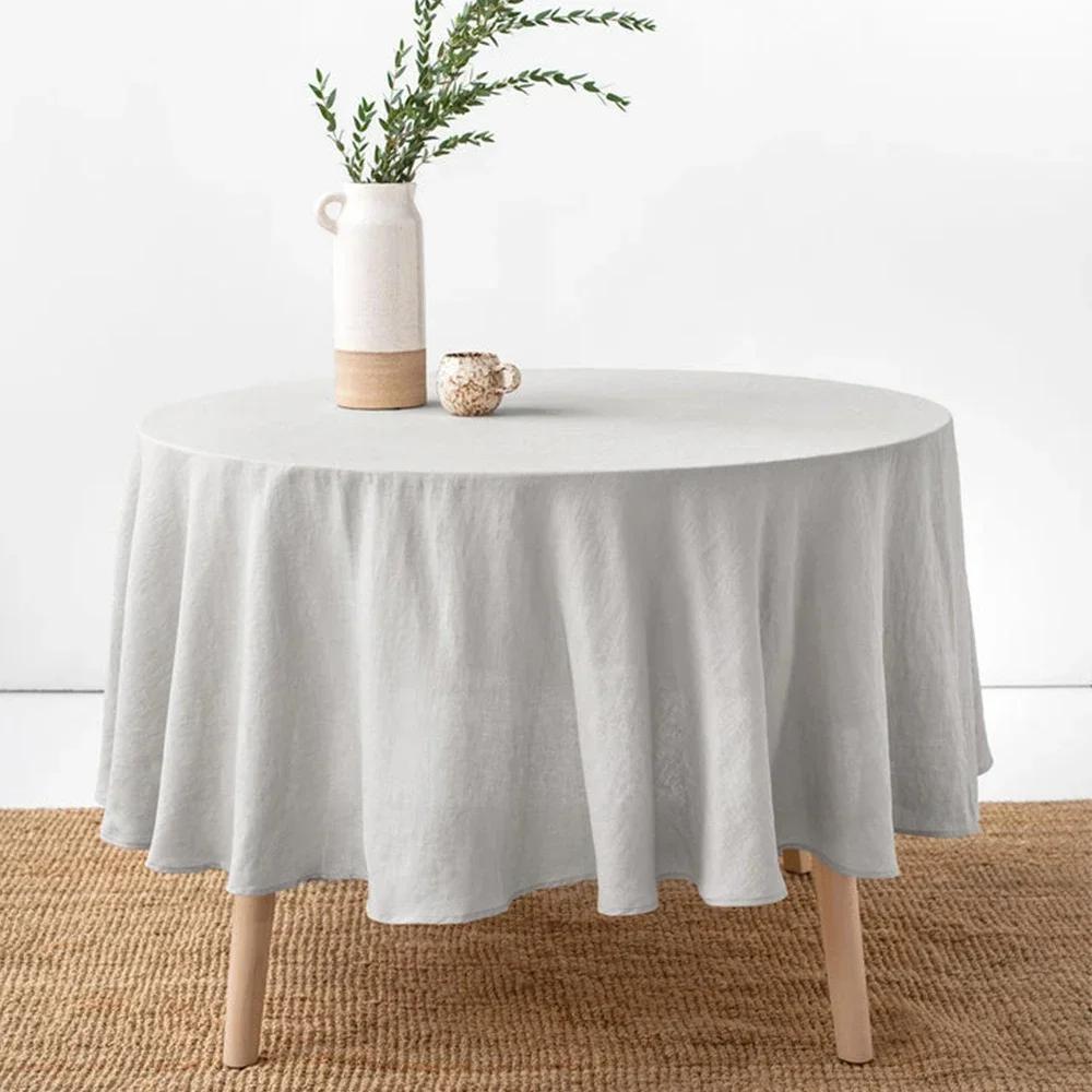100% Französisches Leinen Runde Tischdecke, Waschbare Natürliche Tischdecke für Esszimmer, Außenbereich, Hochzeiten und Restaurants, Osterdekoration