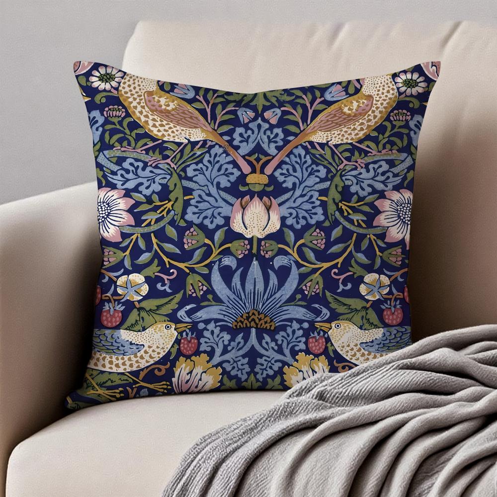 colourful Art WWilliam Morris Cushion Cover Pillowcase Antidustmite Invisible Zipper Short Plush Sofa Cushion