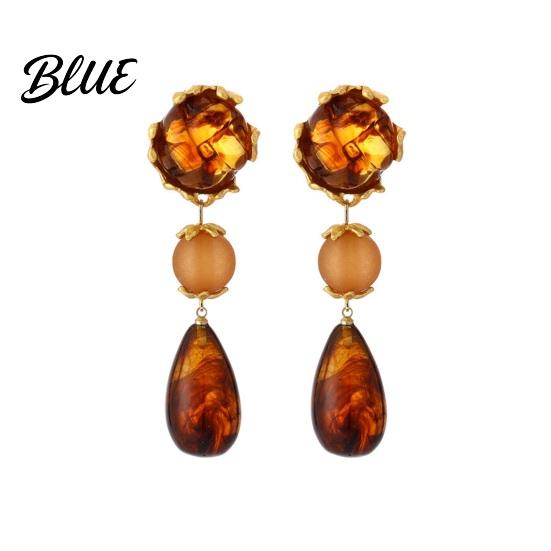 Amber Stone Earrings Water Drop Earrings with Gradient Design Durable