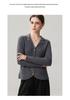 Women's Slim Fit Lapel Cashmere Cardigan - Autumn/Winter 2026 Striped Single-Breasted Elegant Base Layer