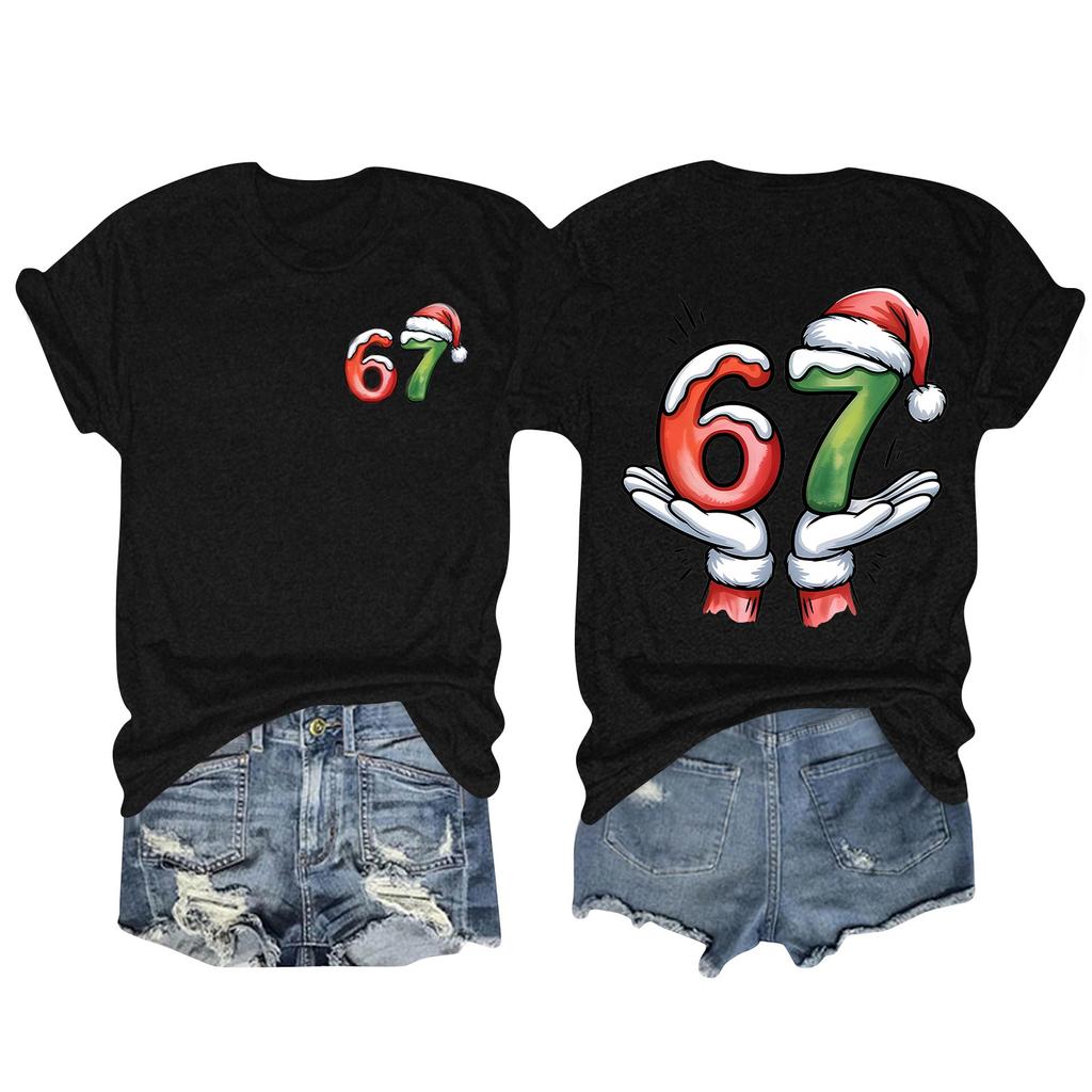 Camiseta de manga corta con cuello redondo y estampado de moda para mujer