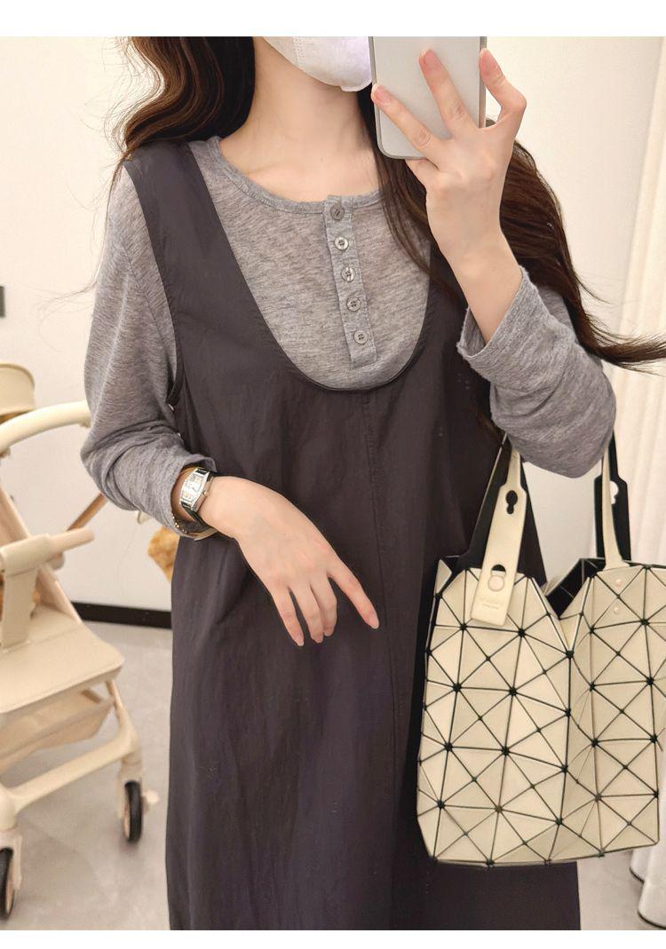 Spring Trendy Maternity Two-Piece Set: Fashionable, Loose-Fit, Plus Size Casual Outerwear for Moms L