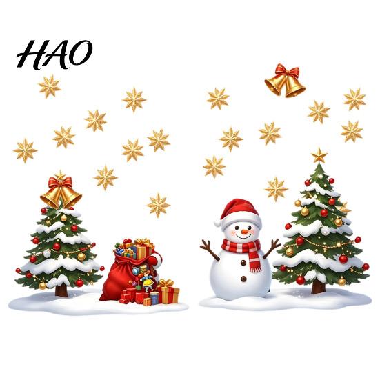 Indoor Outdoor Holiday Decor Christmas Window Static Sticker, Creative Snowman Tree Pattern PVC Decal, Waterproof Seasonal Home Reusable Festive Wall
