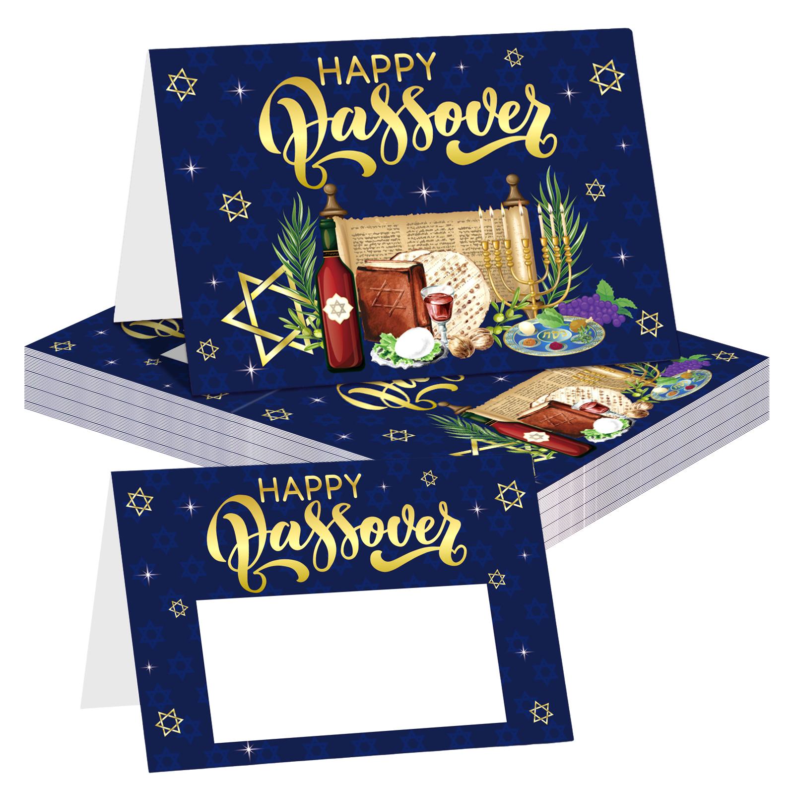 40 Pcs Happy Passover Place Cards Matzah Pesach Name Greeting Card Matzo Reserved Table Signs For Jewish Festival Party Kitchen синий