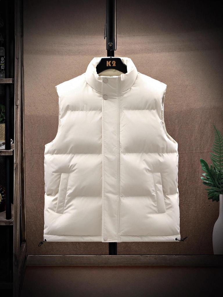 Men's Thickened Down Cotton Vest, Plus Size, Warm Gilet Jacket for Autumn/Winter 2025.