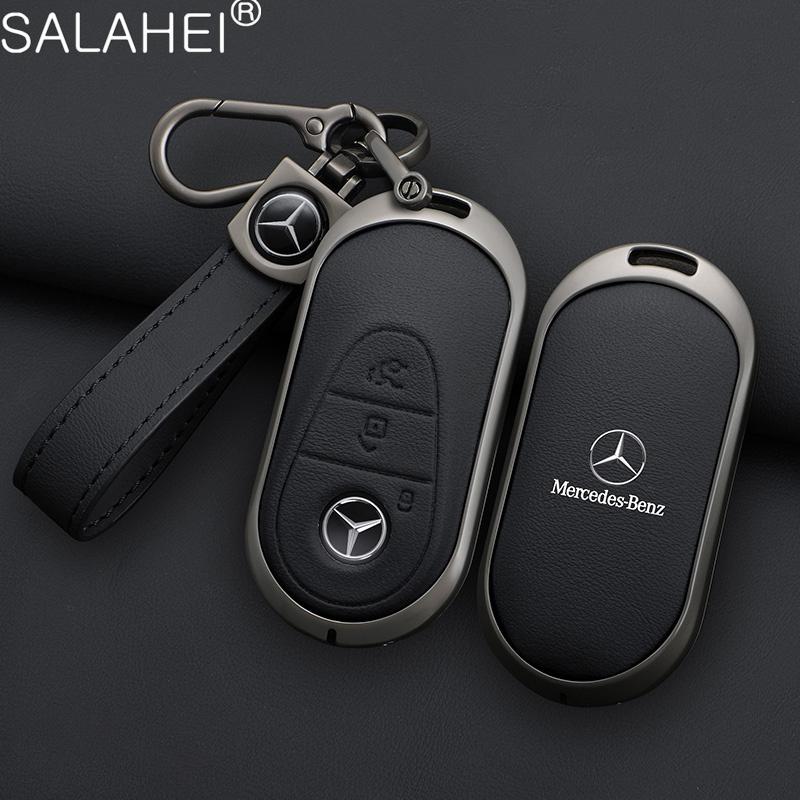 CRX1 Leather Car Key Case Cover Keychain For Mercedes Benz W205 W213 X253 W222 W206 W223 X254 EQE EQS A C E S GLC EQ Series 2015-2026