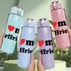 1PC I Love My Girlfriend Text 750ml Color Plastic Sports Water Bottle Leakproof Flip Straw Lid Suitable for Sports Office Home Use