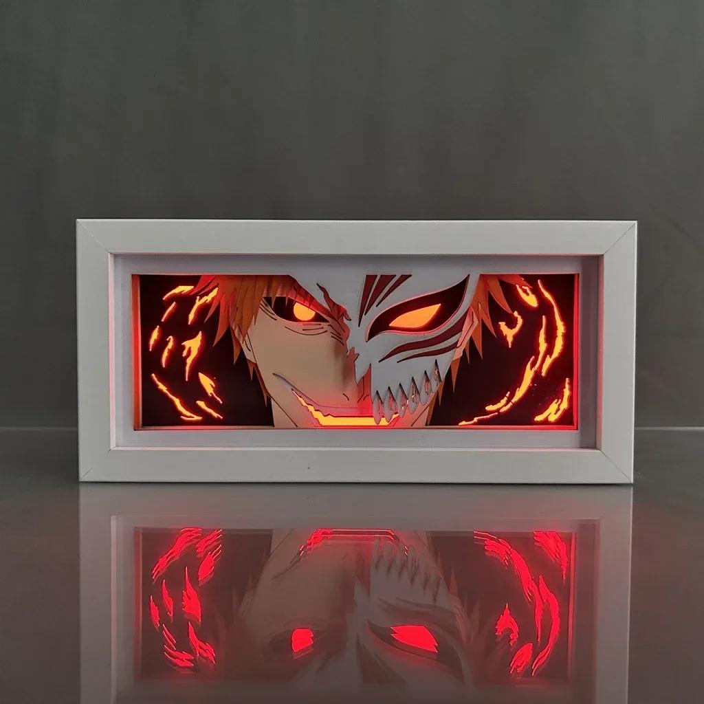 Bleach Ichigo Kurosaki 3D Anime LED Lights Box Peripherals Acrylic Cartoon Model Bedroom Decoration Lamp Desktop Ornaments Gifts