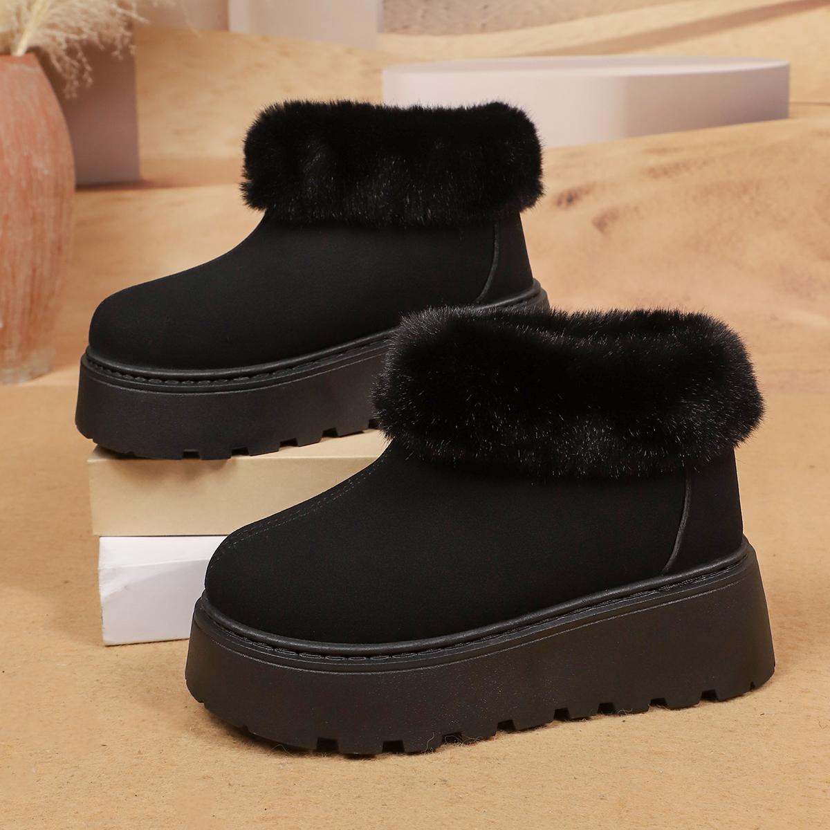 

TUINANLE Cold-resistant Snow Boots for Women s Winter New Retro Thick-soled Piled Thickened Warm Boken Cotton Shoes 36 чёрный