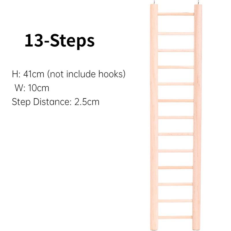 Parrot Basics 13-Step Wood Ladder Bird Toys Ladder Hanging Bird Ladder Step Ladders Birdie Cage Hanging Bird Climbing Toys