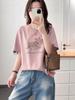 Korean Cute Graffiti Puppy Print Plus Size Women's Round Neck T-Shirt, Short Sleeve, Loose Fit