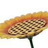 Sunflower Bird Feeder Bath for Outdoor Metal Flower Bee Watering Station with Stake Decorative Butterfly Pollinator Feeder Tray for Yard Lawn Patio