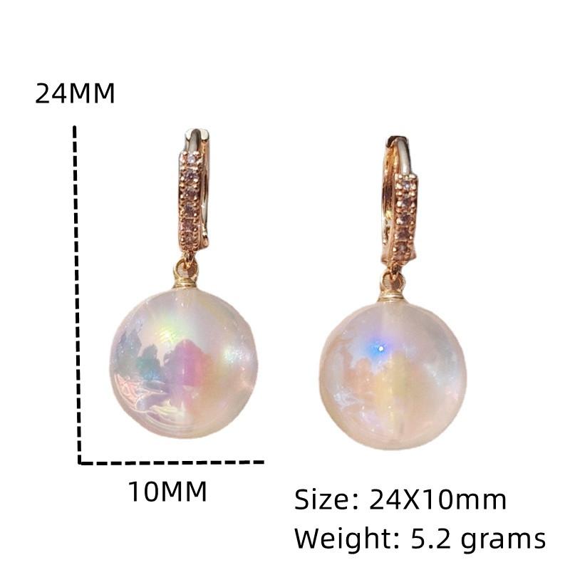 Coreeană la modă, alb, strălucitor, rotund, imitație de perle, cercei cu picătură pentru femei, cercei cu zircon, bijuterii, accesorii de petrecere