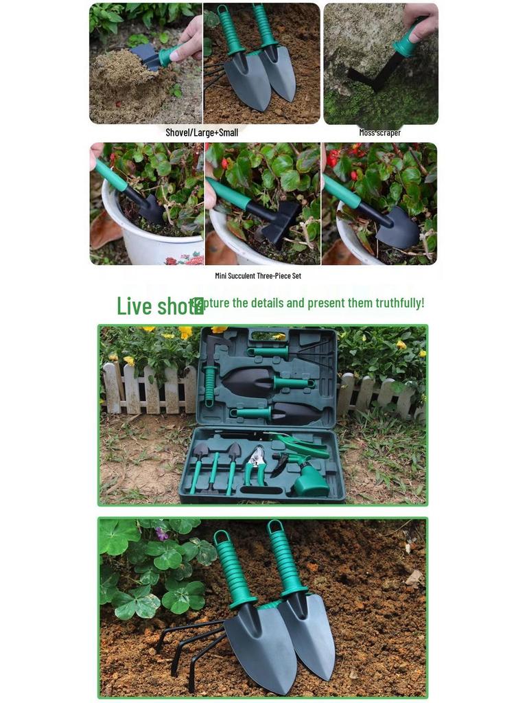 Three-Piece Gardening Tool Set: Mini Shovel Kit for Planting, Bonsai, and Potted Flowers