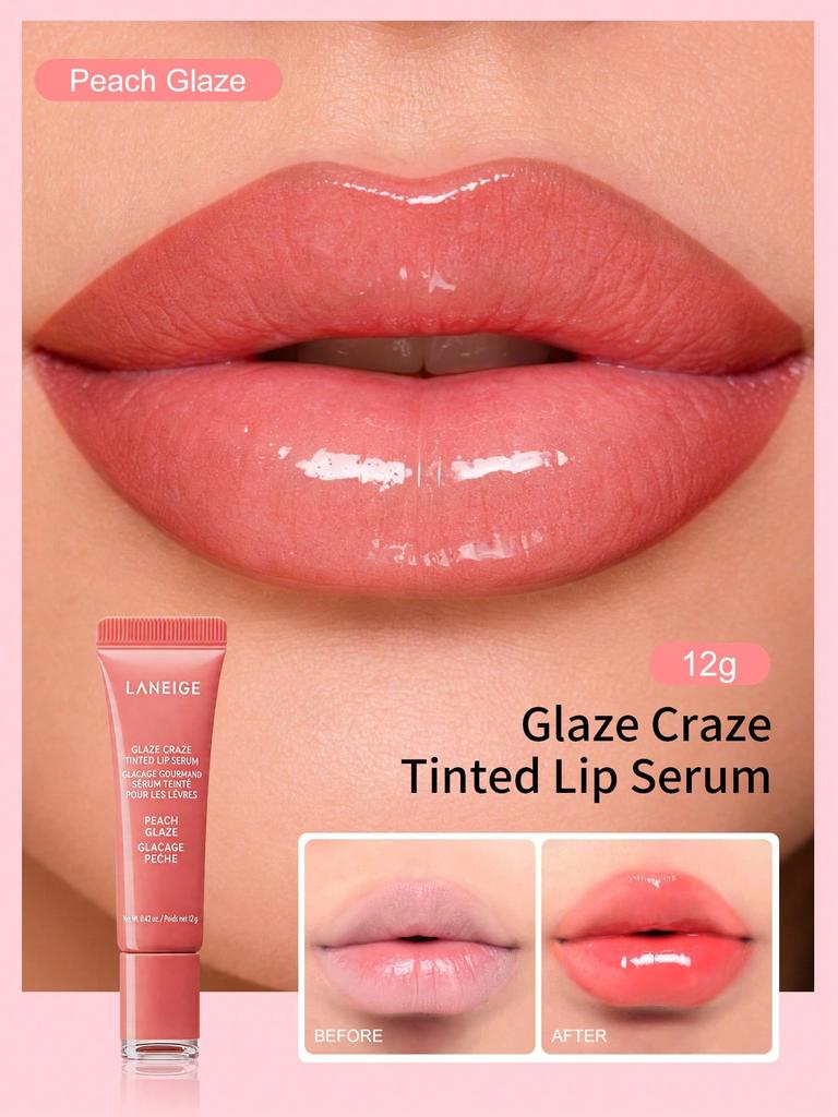 LANEIGE Glaze Melting Lip Serum Glossy Peach Lip Tint 12g / 0.42 Oz