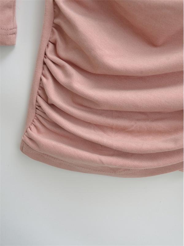 Sexy Deep V-Neck Pleated Slimming Mini Dress for Women - Autumn and Winter Base Layer