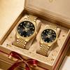 YaLaLuSi Gold Couple Watches 3D Bee Black Dial Mesh Bracelet Quartz Wristwatch, Men Women Pair Luxury Fashion Couple Watch With