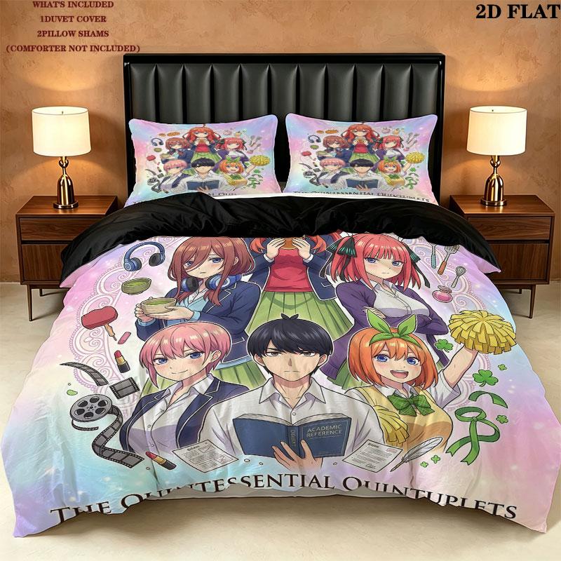 5Toubun Pattern Bedding Quilt Set Quilt Cover Pillowcase Home Birthday Gift(1 * duvet cover + 2 * pillowcase, without core)