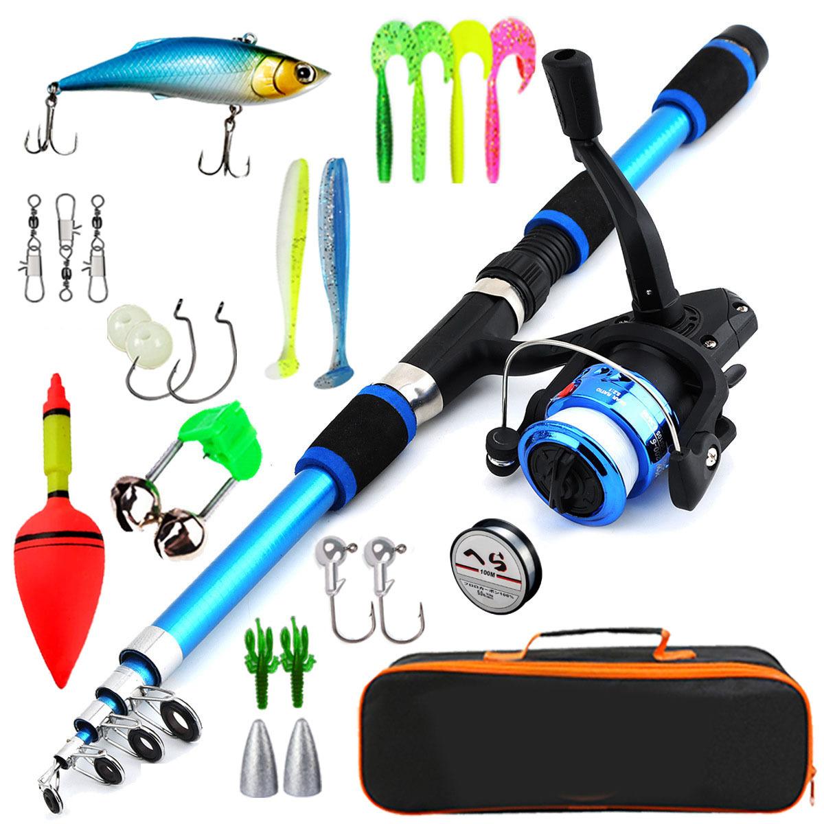 Portable Fiberglass Sea Rod Set 5-Piece Long Casting Mini Fishing Rod Full Set for Lake and Carp 1.8m