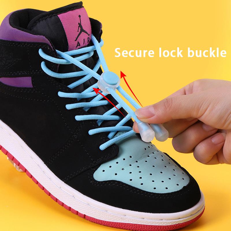 1Pair NEW Round Elastic Laces Sneakers No Tie Shoe Laces Colorful Spring Lock Shoelaces Without Ties Kids Adult Quick Shoelace