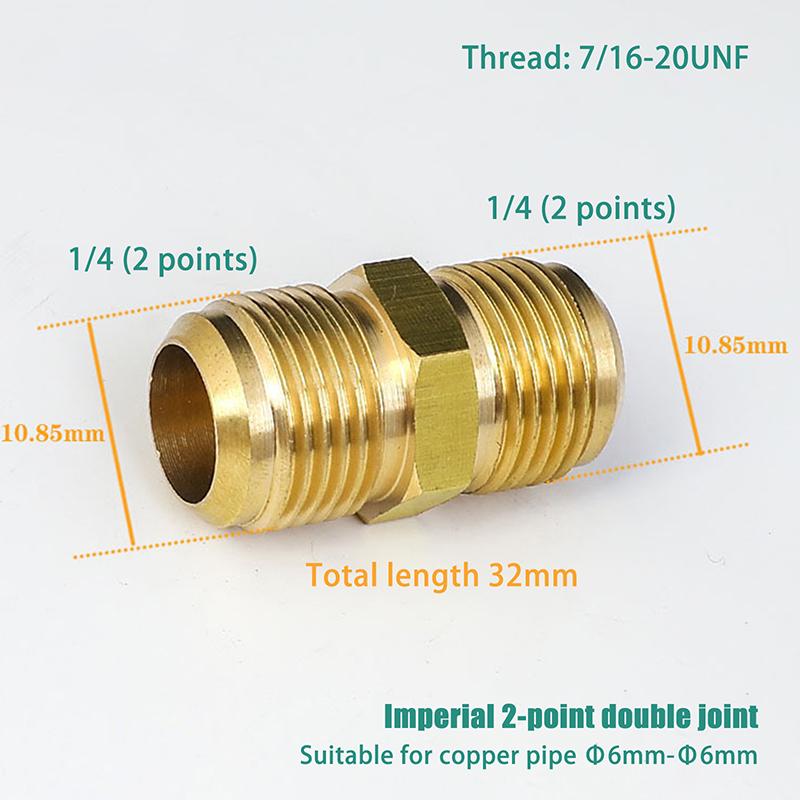 Equal Reducer Nipple Flare Tube OD 1/4" 5/16" 3/8" 1/2" 5/8" 3/4" 7/8" SAE-Standard Brass Pipe Fitting Connector Air Coniditoner