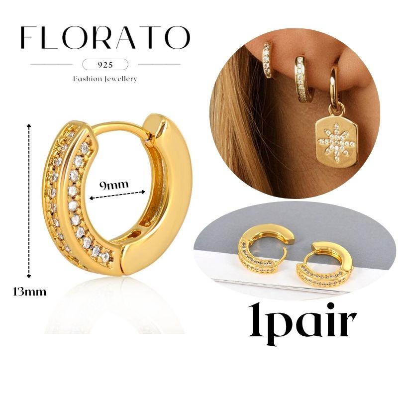 Perforation 925 Silver Ear Needle Minimalist Hoop Earrings Metallic Gold Earrings For Women CZ Fashion Jewelry