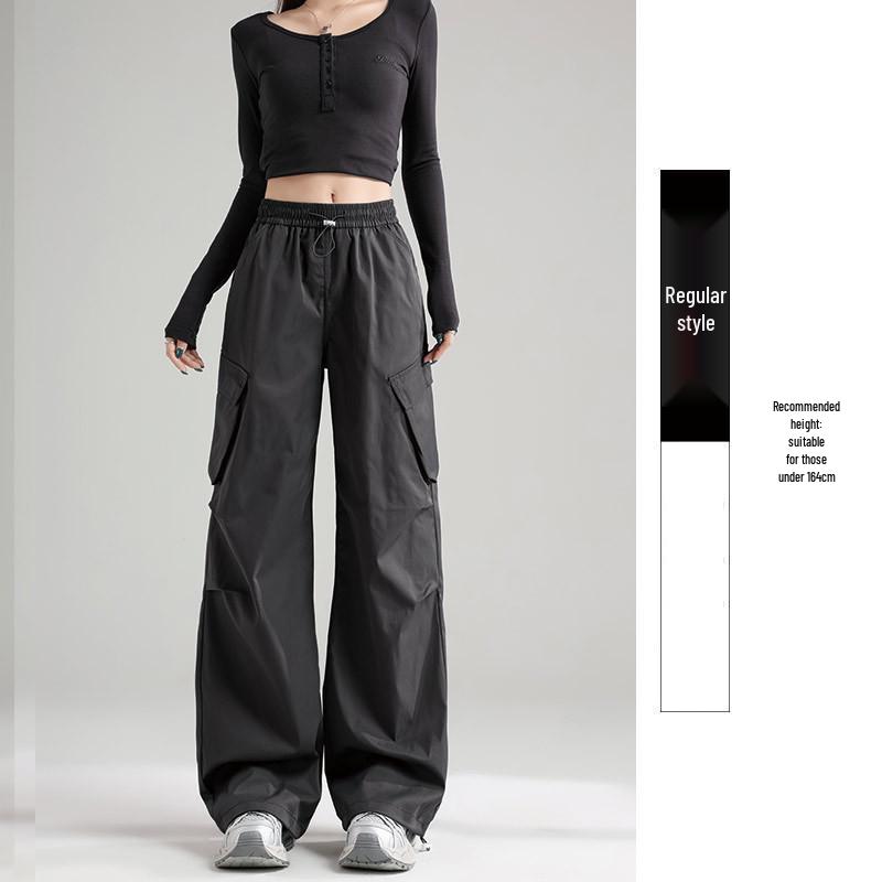 Women's Retro White & Grey Quick-Dry Wide Leg Pants for Spring/Summer 2026 - Outdoor & Mountaineering Style