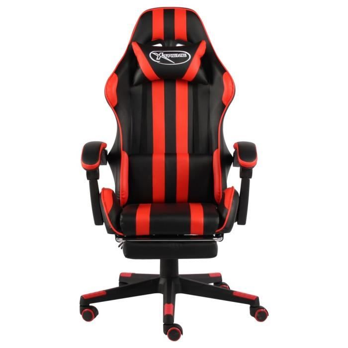 Fauteuil de jeux vidéo - VIDAXL - Noir et rouge - Similicuir - Réglable en hauteur - Repose-pied