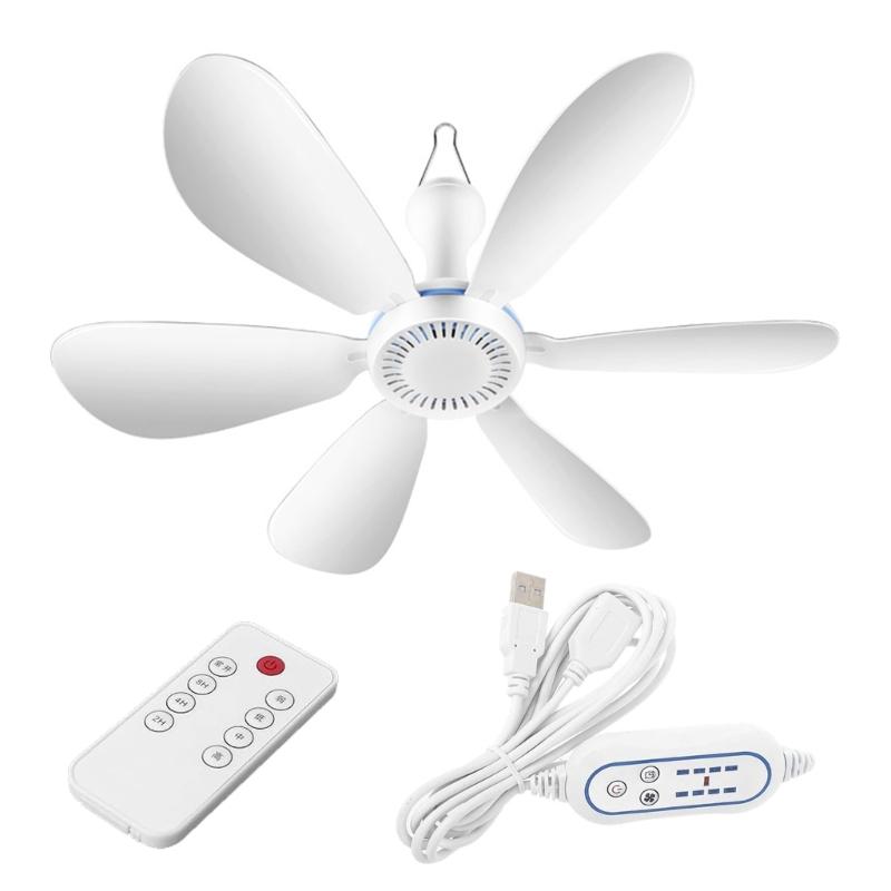 Foldable Mini USB Ceiling Fan with Remote Quiet Operation For Camping Travel Office Dormitory