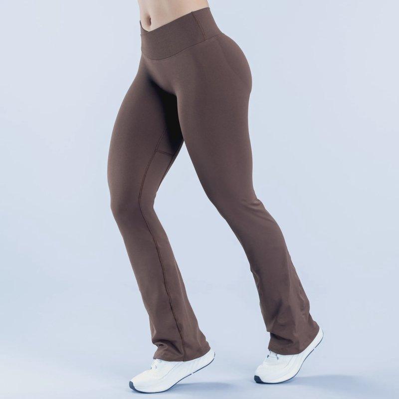 Seamless Cross-Waist Athletic Leggings for Women - Wide-Leg Yoga Gym Pants - Relaxed Workout Athletic Pants