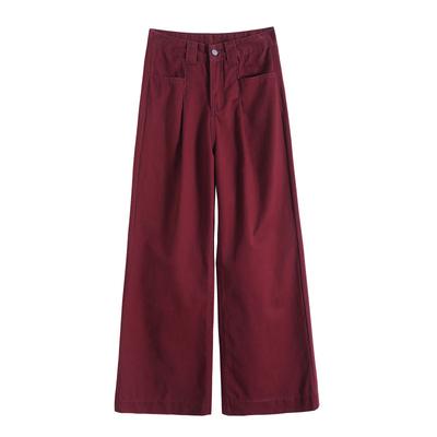 Wide-leg Encore Red Straight Jeans for Women In Autumn Updated High-Waist Relaxed Fit Thin Slimming Draped Floor Pants