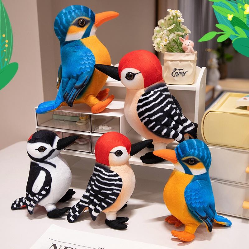 Cute simulation woodpecker doll plush toy bird doll home living room ornament boy soothing doll