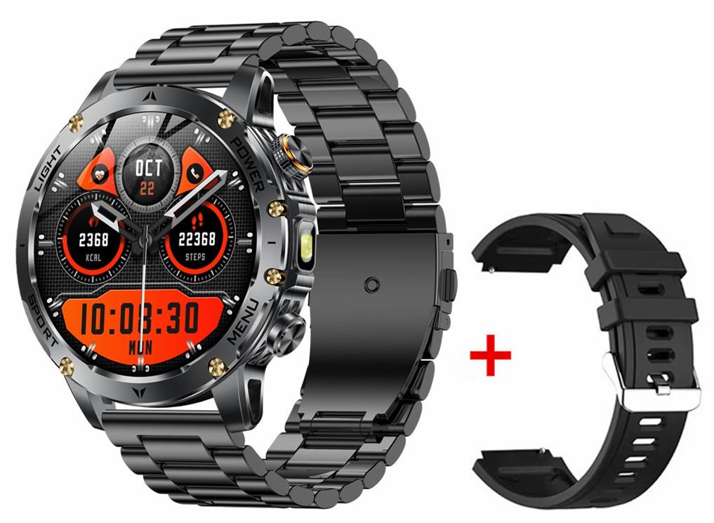 Men Outdoors Smart Watch AK87 Flashlight Multi-Sports Fitness Tracker Bluetooth Calling 1000Mah Large Battery Smartwatch