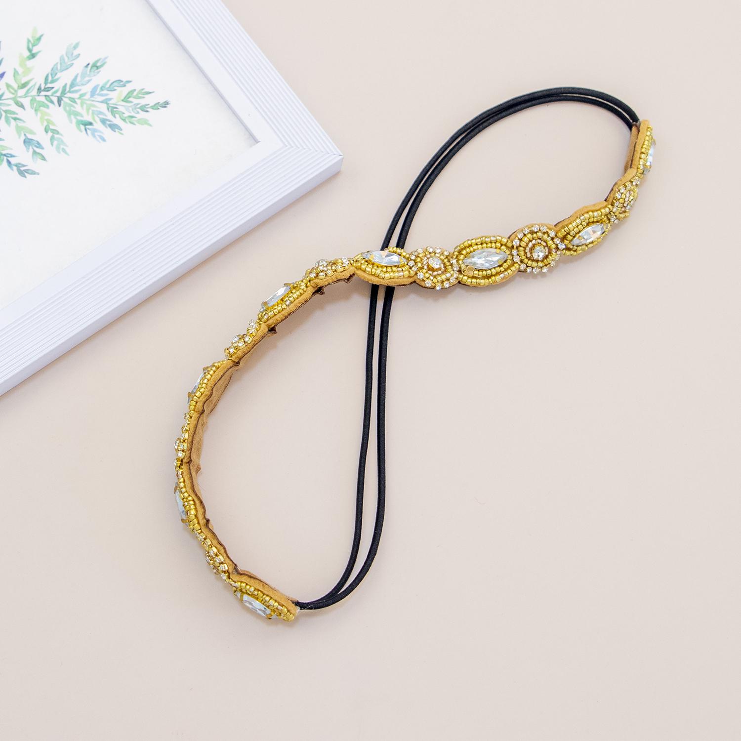 

Богемная повязка для волос Эластичные повязки на голову Винтажная бирюзовая тиара с бусинами с эластичностью Повязки на голову со стразами Женские головные уборы