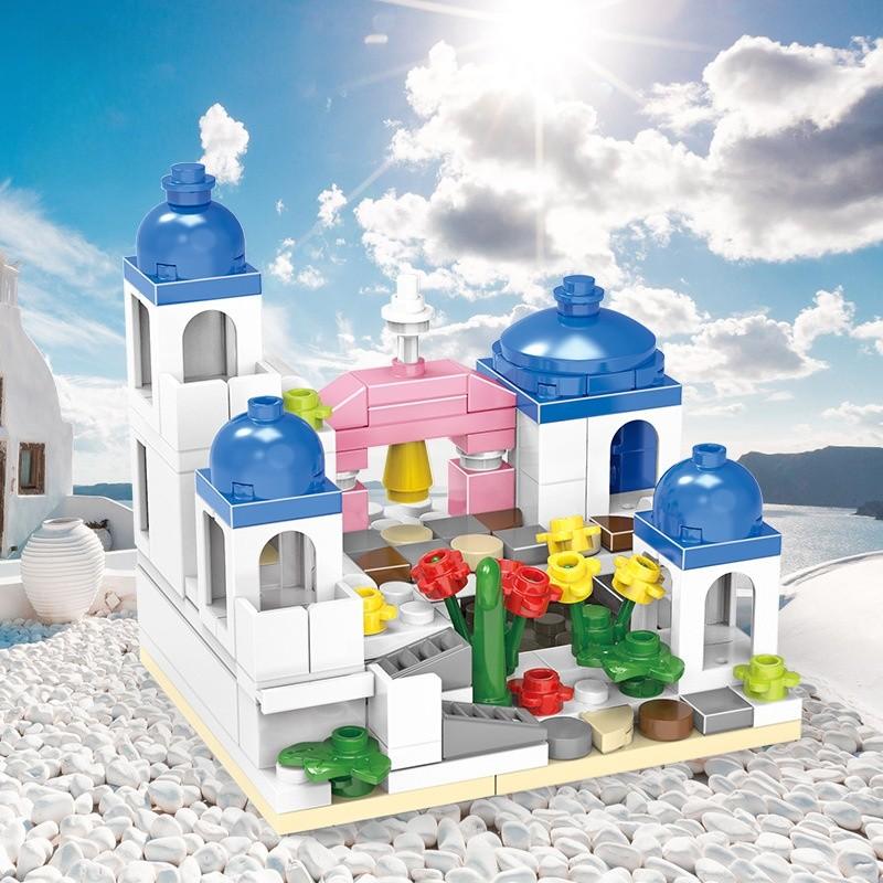 Plastic Assembling Kids Building Blocks For Santorini Castle Toys Educational