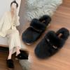 Mao Mao slippers women's wear 2025 autumn and winter new rabbit hair half slippers Muller shoes Mao Mao shoes home cotton slippers